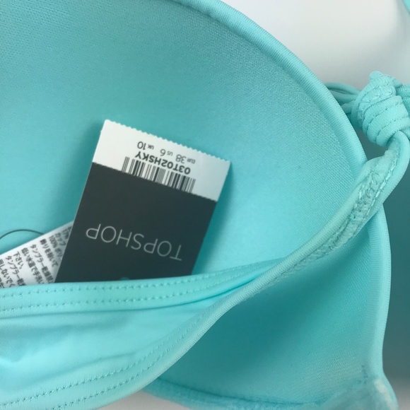 Topshop Swim Topshop Ruched Push Up Bikini Top Solid Blue Poshmark